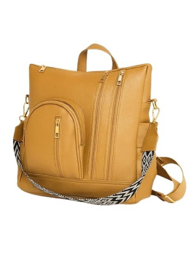 JAISOM Occur Yellow Convertible Handbag Backpack | Premium Vegan Leather | Water-Resistant & Easy to Clean | 3-Way Design with Detachable Wide Strap | Multi-Pocket Anti-Theft Stylish Shoulder Bag - Image 1